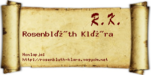 Rosenblüth Klára névjegykártya